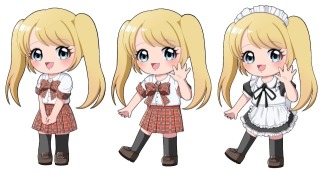 ポーズ、衣装差分サンプル