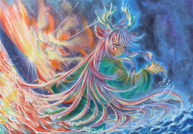 風なびき水しぶき