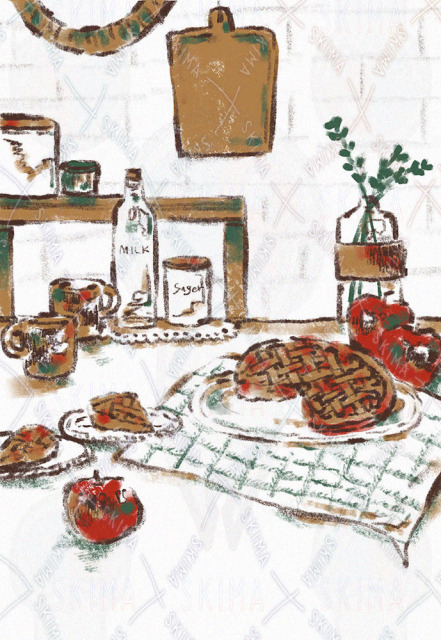 線画有り一枚絵イラスト