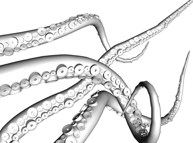 動くタコ足3Dモデル