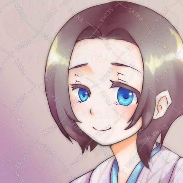 【和風】桃と空色