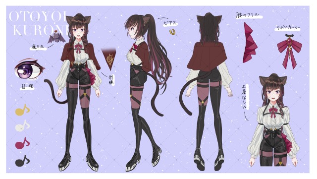 VTuber、キャラクターデザイン／三面図