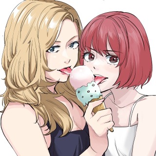 女子二人とアイスクリーム