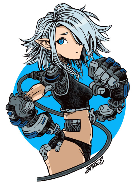 青いサイボーグの女の子