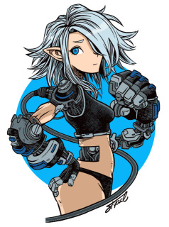 青いサイボーグの女の子