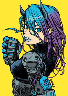 青いサイボーグの女の子