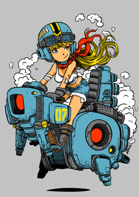 カタツムリっぽい乗り物と女の子