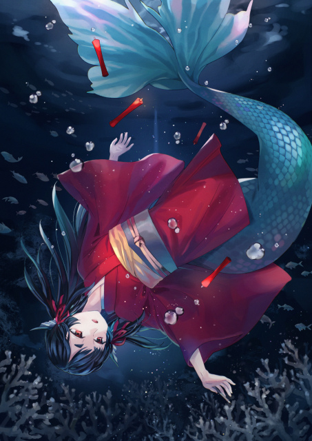 一枚絵（赤い蝋燭と人魚）