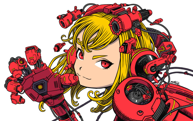 赤いサイボーグの女の子