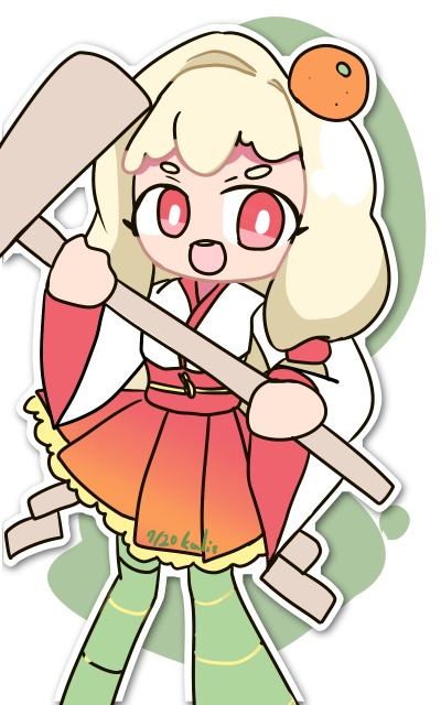 自主制作　鏡餅な女のコ