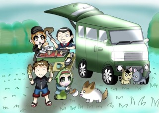 家族と車とキャンプ