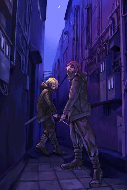 厚塗り複数人細密背景あり