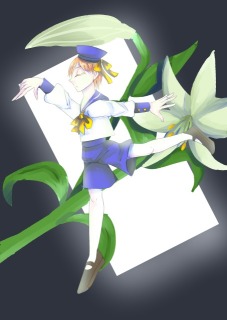 一枚絵サンプル（男の子と白百合）