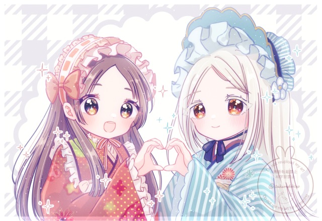 等身イラスト2人