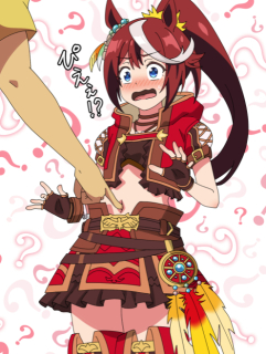 おへそをくりくりされて恥じらうテイオー