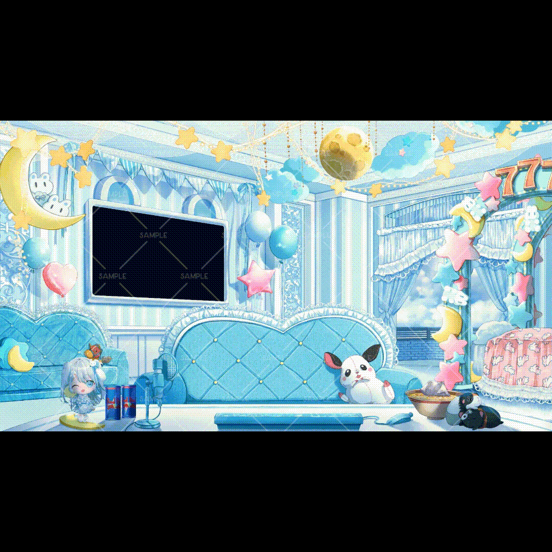 動く配信画面（イラスト、モーション）