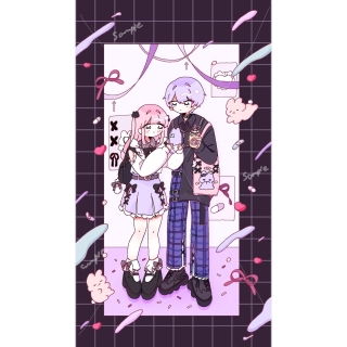 鏡越しイラスト