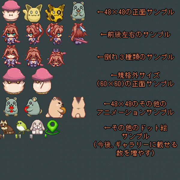 ドット絵サイズ等の詳細