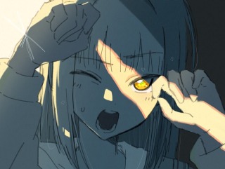 一次創作 眩しい光に顔をしかめる女の子
