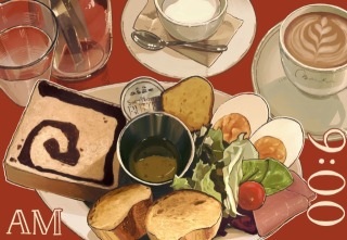 １枚イラスト　食べ物　モーニング