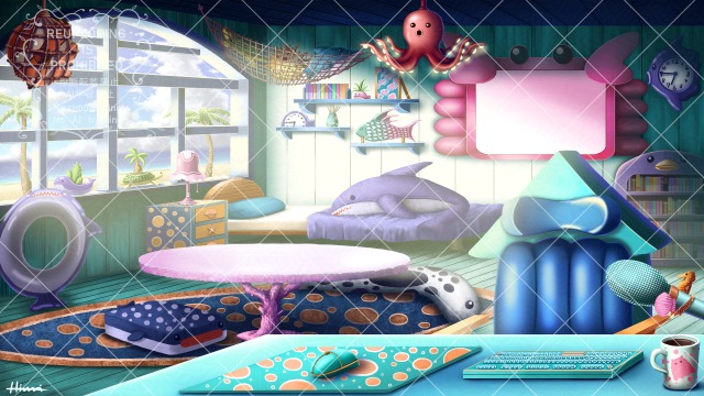 海の生き物テーマの部屋