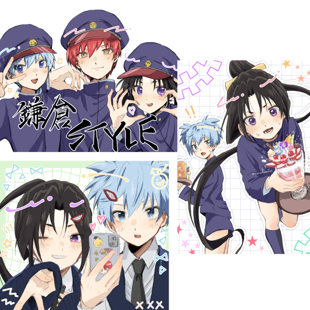 カラーイラスト　二次創作3枚まとめ