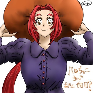 ハロウィンの衣装を試着する林檎姫