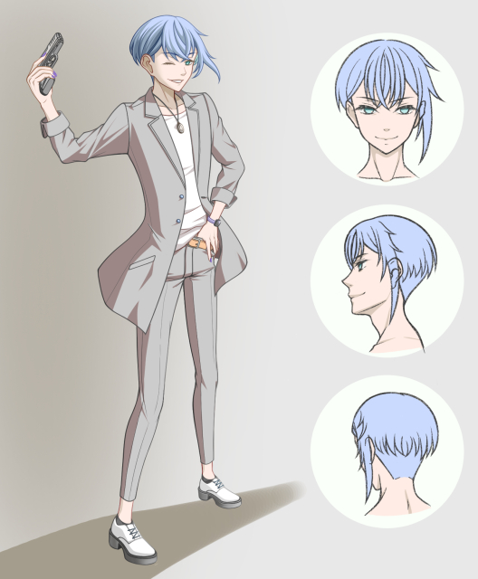 銃を持つ陽気な男の子