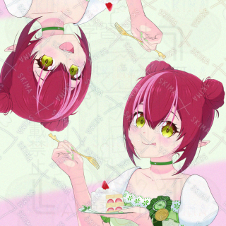 バストアップ：ややブラシ塗り