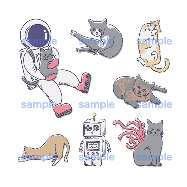 サンプル「宇宙飛行士と猫」