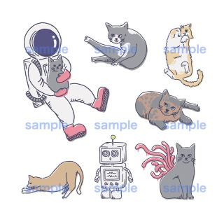 サンプル「宇宙飛行士と猫」