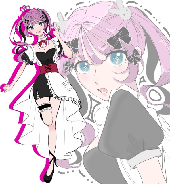 立ち絵と胸上イラストご依頼サンプル