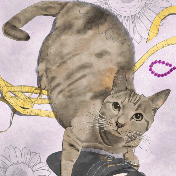 【実績サンプル】水彩風 うちの子（猫）オーダーメイドイラスト