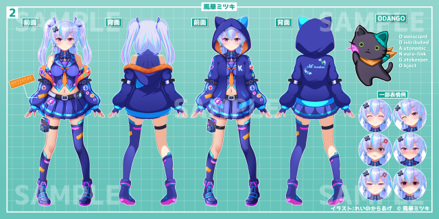 Vtuberモデル３面図