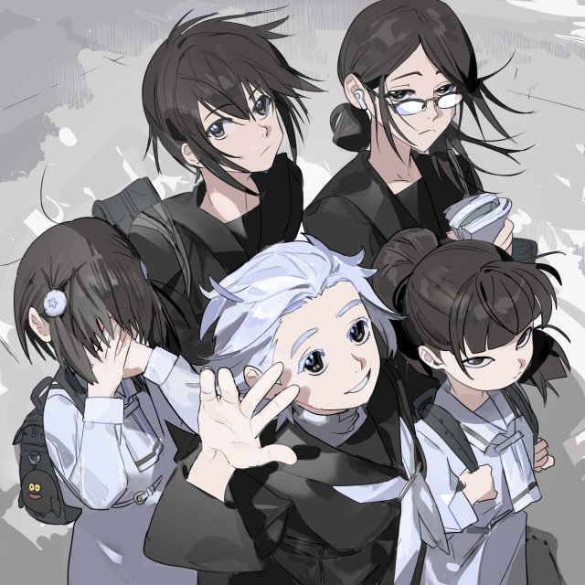 背景付き集合絵