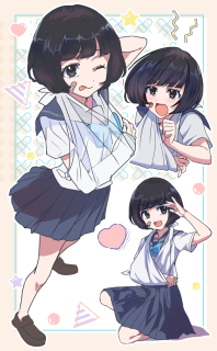 てへぺろ表情つめこみ少女絵