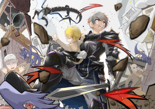 過去に描いた一枚絵（キャラ複数・建物風景アリ）