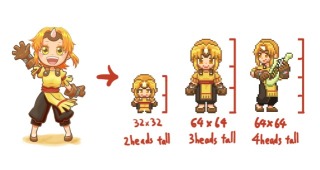 ドットキャラクター頭身サンプル