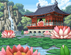 ドット背景　蓮池