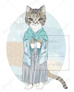 動物イラスト｜猫×袴