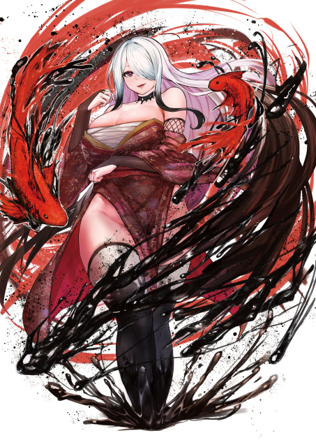 作例・墨絵の擬人化