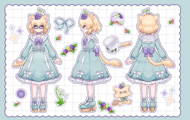 表情差分つき三面図