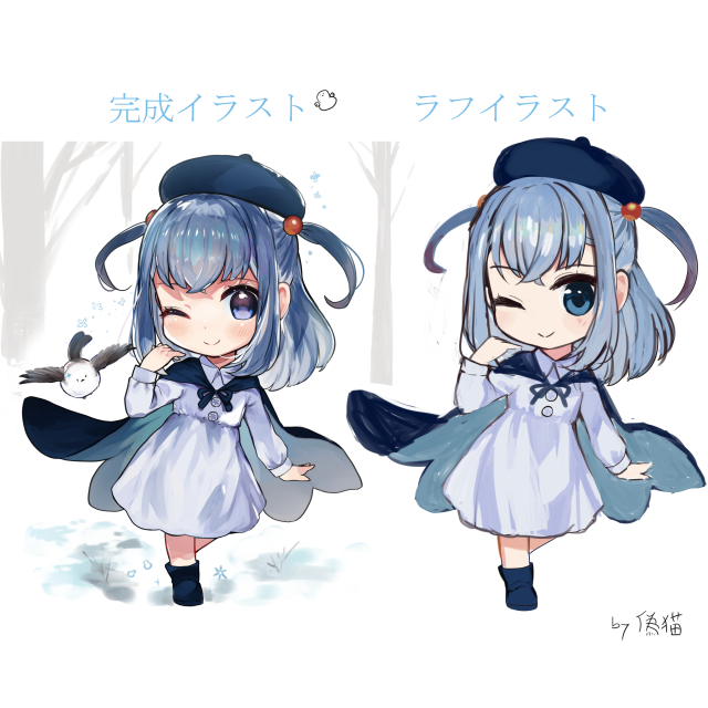 デフォルメイラストラフと完成品