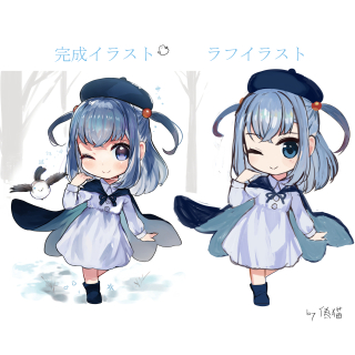 デフォルメイラストラフと完成品