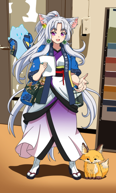 第15回東北ずん子スタンプラリー、しろいし情報館等身大パネル背景有り