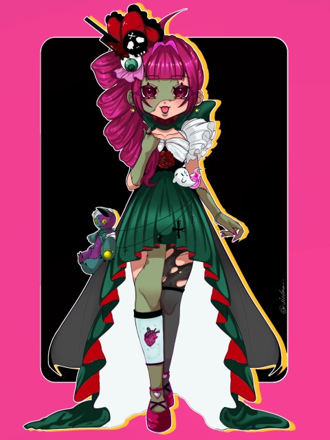 全身絵　ハロウィンイラスト　ゾンビちゃん