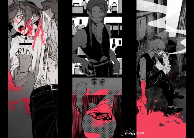 白黒イラスト　※ちょっと暴力的