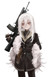 複雑な持ち物付き、膝上立ち絵(女の子)