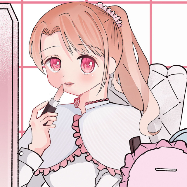 メイクしている女の子 一枚絵