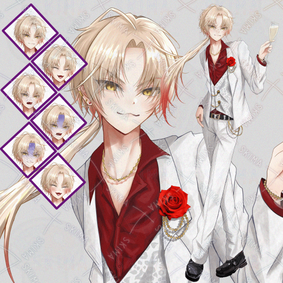 【差分5種】しっぽ髪 取り外し可 シャンパンを持ったホストくん